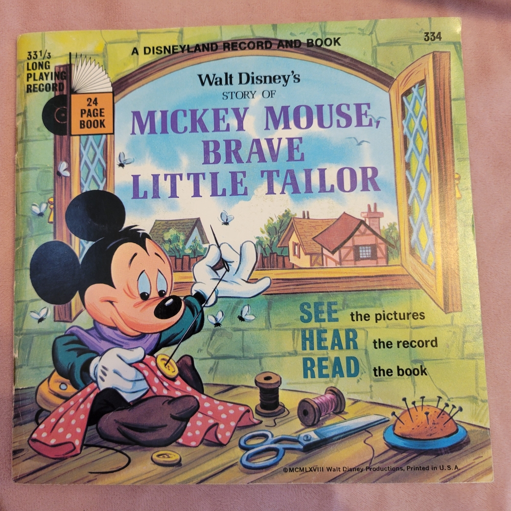 Walt Disney Mickey Mouse "Brave Little Tailor" Record & Book